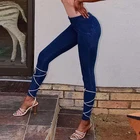 Женские джинсы-скинни со средней посадкой, темно-синие прямые джинсы-скинни