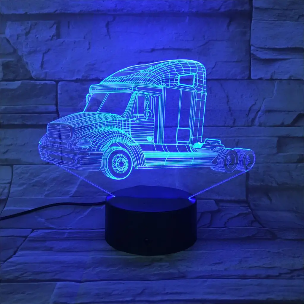 7 Colors Changable Контейнеровоз 3D светодиодный светильник, 7 цветов, сенсорный пульт дистанционного управления Usb, настольная лампа Lampara, пожарная машина, грузовик, инженерное транспортное средство - Испускаемый цвет: 7 Colors Changable