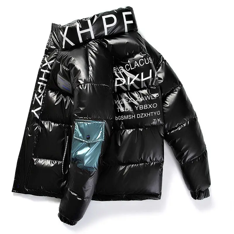 

Winter coat men's jacket zipper bright print Hoodie loose design jacket warm cotton jacket men's fashion