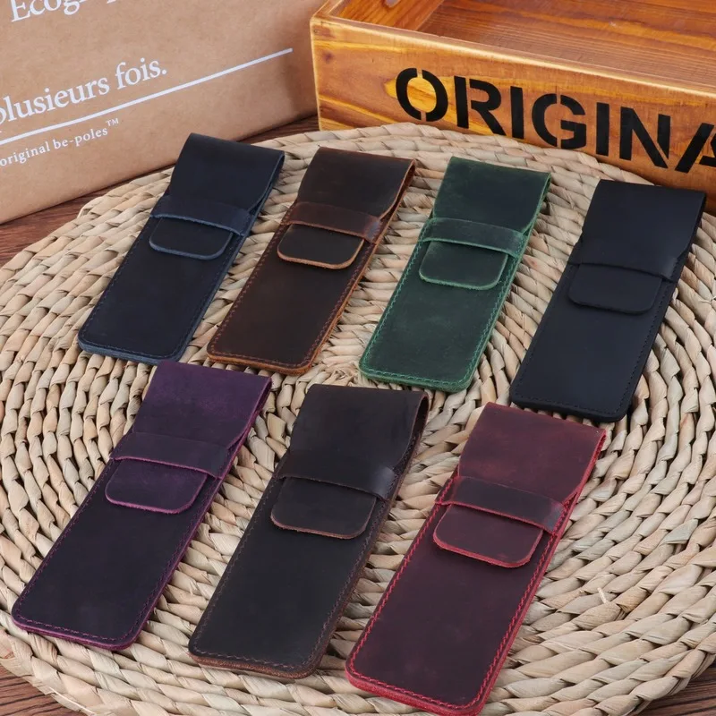 Кожаный чехол карандаш в стиле ретро ручной работы Crazy Horse кожаный ручка