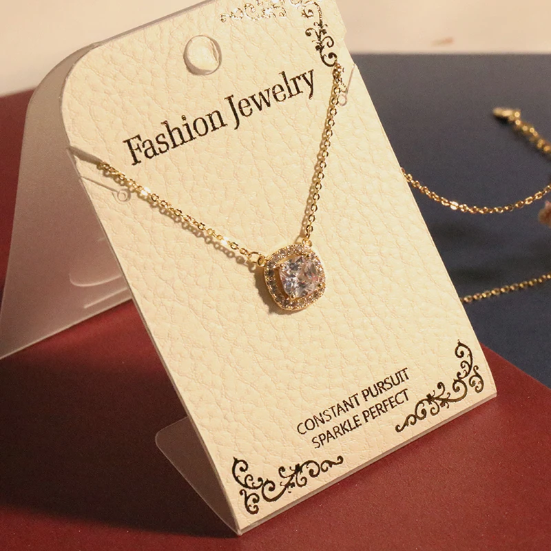 Роскошное ожерелье с подвеской из крупного камня CZ квадратные геометрические