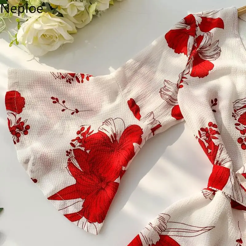 Nepole из шифона с цветочным принтом для женщин комбинезоны свободного покроя v