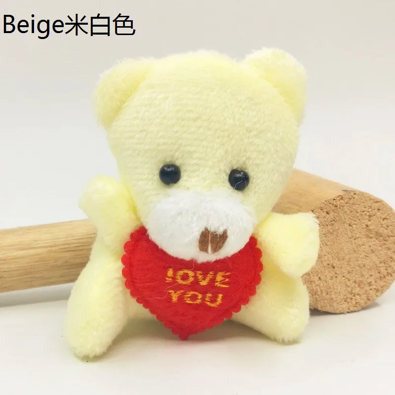 6 см плюшевый мишка I Love You, мягкая плюшевая игрушка в виде сердца, подарок на день Святого Валентина, День рождения, брелок для девочек - Цвет: Светло-желтый