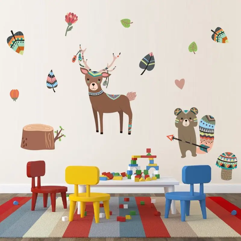 DIY флора и фауна украшение для дома детская спальня настенные наклейки лес