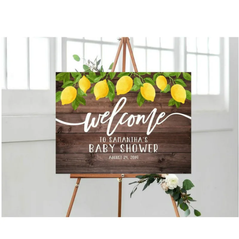 

Rustic Welcome to Baby Shower Sign Large Welcome Sign Landscape lemon Welcome to our wedding Sign