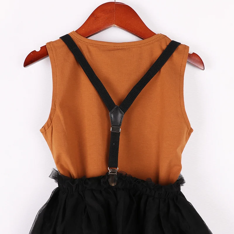 Новый Модный комплект одежды для девочек летняя рубашка с юбкой-комбинезон