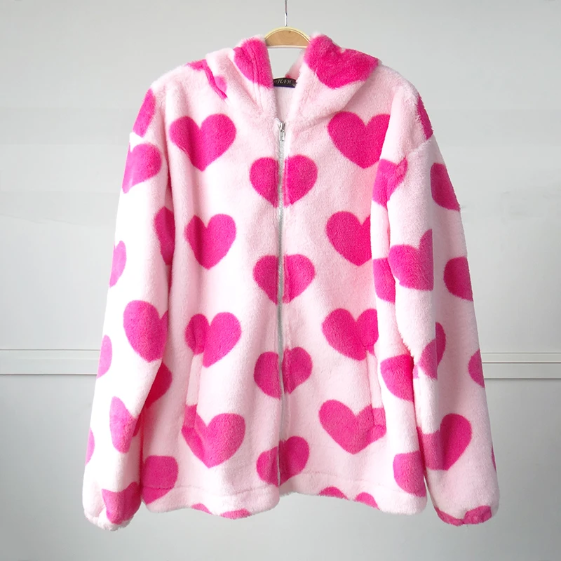 

Y2k модное женское осенне-зимнее пальто, парный Топ в стиле Харадзюку, розовая сохраняющая тепло мягкая пушистая новая Корейская верхняя одежда с капюшоном 2021
