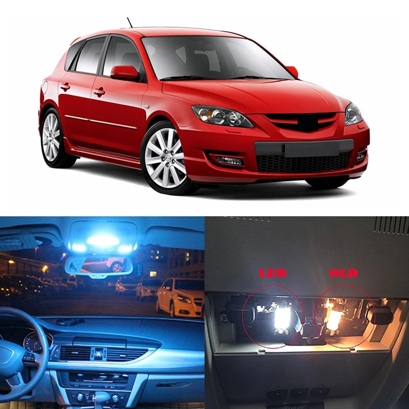 Juego de bombillas LED T10 Canbus w5w, Mazda 3 para Interior de luz blanca, 2004, 2005, 2006, 2007, 2008, 2009, mapa, domo, lámpara de matrícula, 8 Uds.