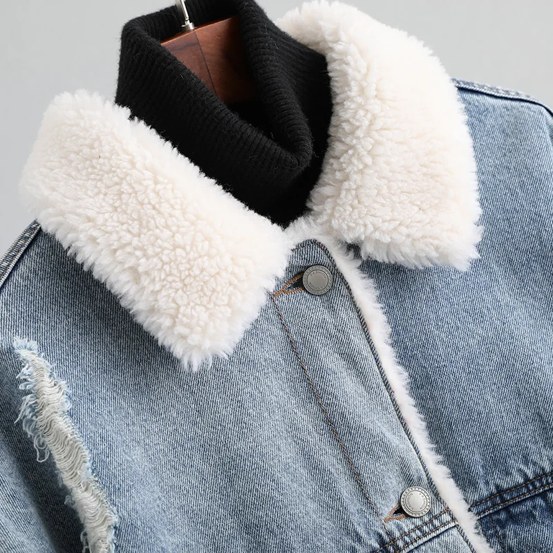 Женское пальто AYUNSUE с подкладкой из натурального меха ягненка зимнее женская