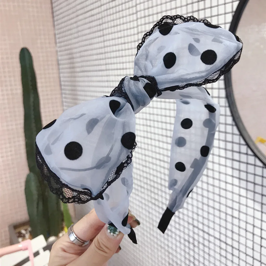 Модная Кружевная повязка на голову Женская с бантом для девочек простой милый