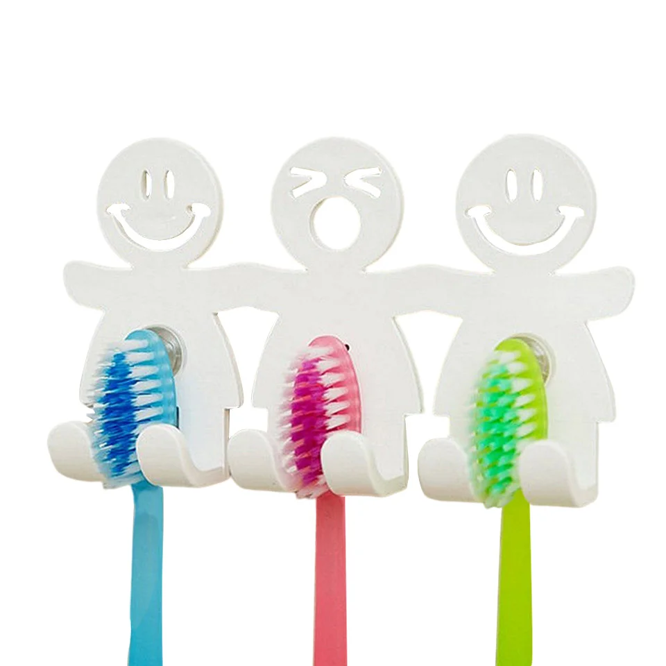 

1Pc Toothbrush Holder Wall Mounted Suction Cup 3 Position Cute Cartoon Smile Bathroom Sets Bathroom Accessories