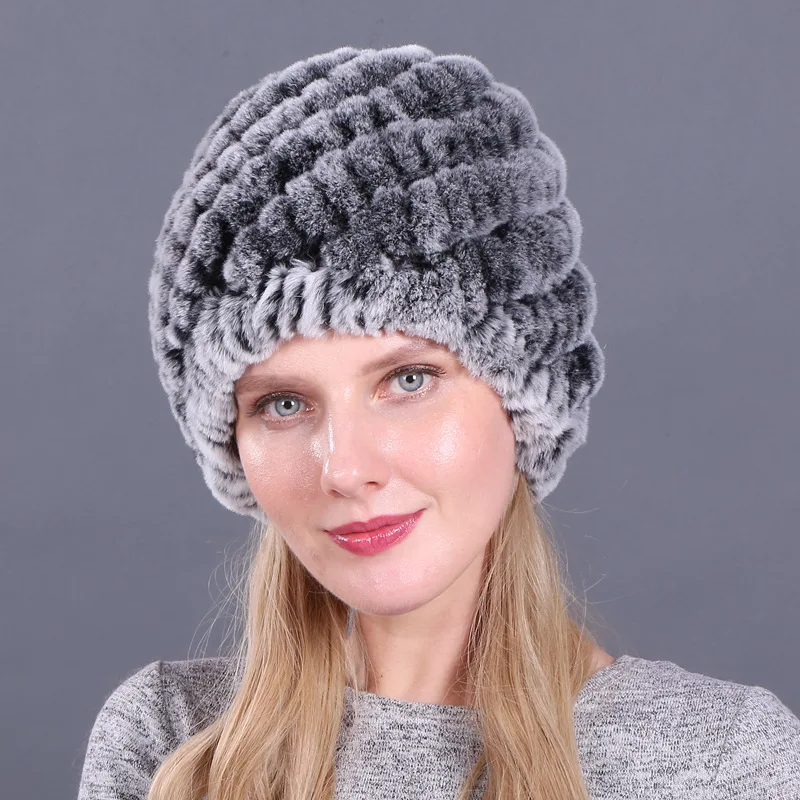 

Women Winter Warm Real Rex Rabbit Fur Hat Snow Cap Winter Hats for Women Girls Real Fur Knit Skullies Beanies Natural Fluffy Hat