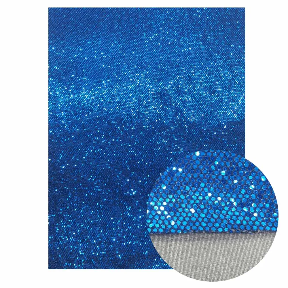 

QIBU PU Leather Fabric Blue Glitter Shiny Faux Leather Accessories DIY Hair bow Materials Handmade Bags Decoration Home Fabric