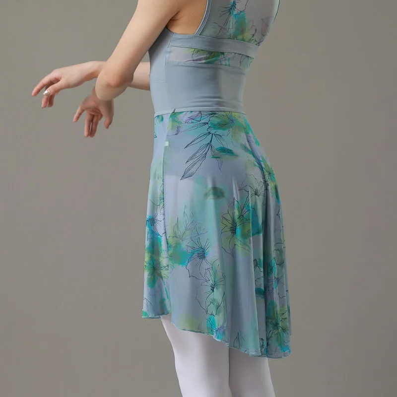 

Mesh Yarn printing Ballet Skirt New Ballet Dress Flower Practice Lyric dance skirts Aldult actress elegant training clothes danc