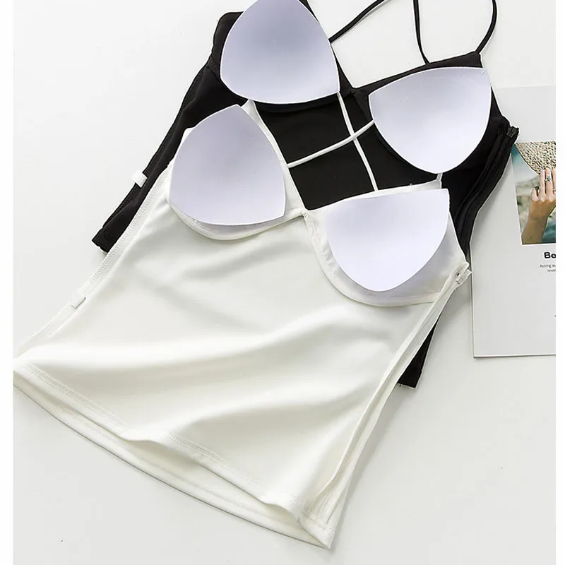 

Hot Fashion Summer Women Girls Crop Top Tank Tops Sleeveless Deep V Neck Solid Black UnPadded Bra Bustier Bralette Cut-Out Vest