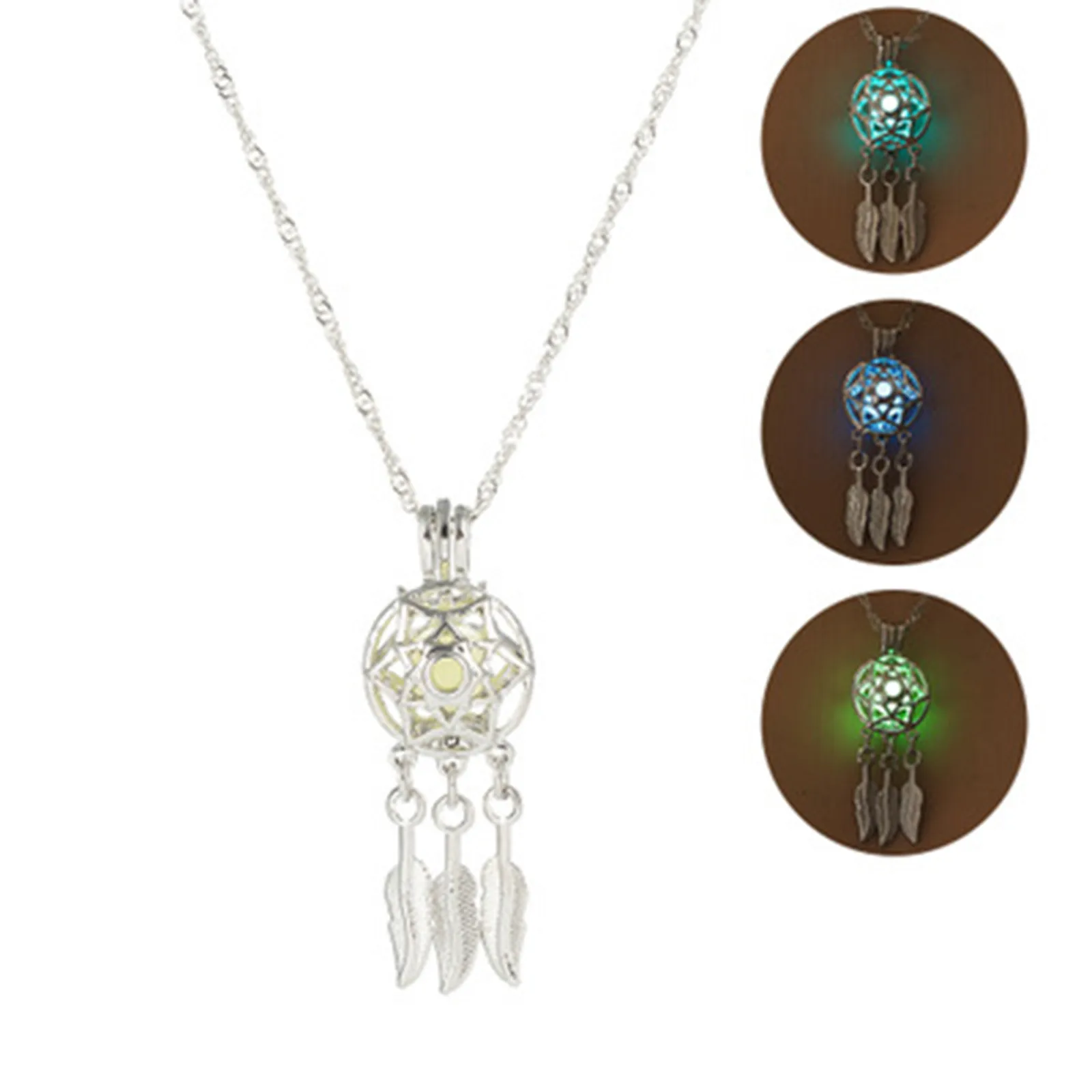 Rinhoo New Stylish Vintage Mini Dreamcatcher Handmade Drea m Catcher Necklace Gifts Hollow Glowing In The Dark Pendant Necklaces | Украшения