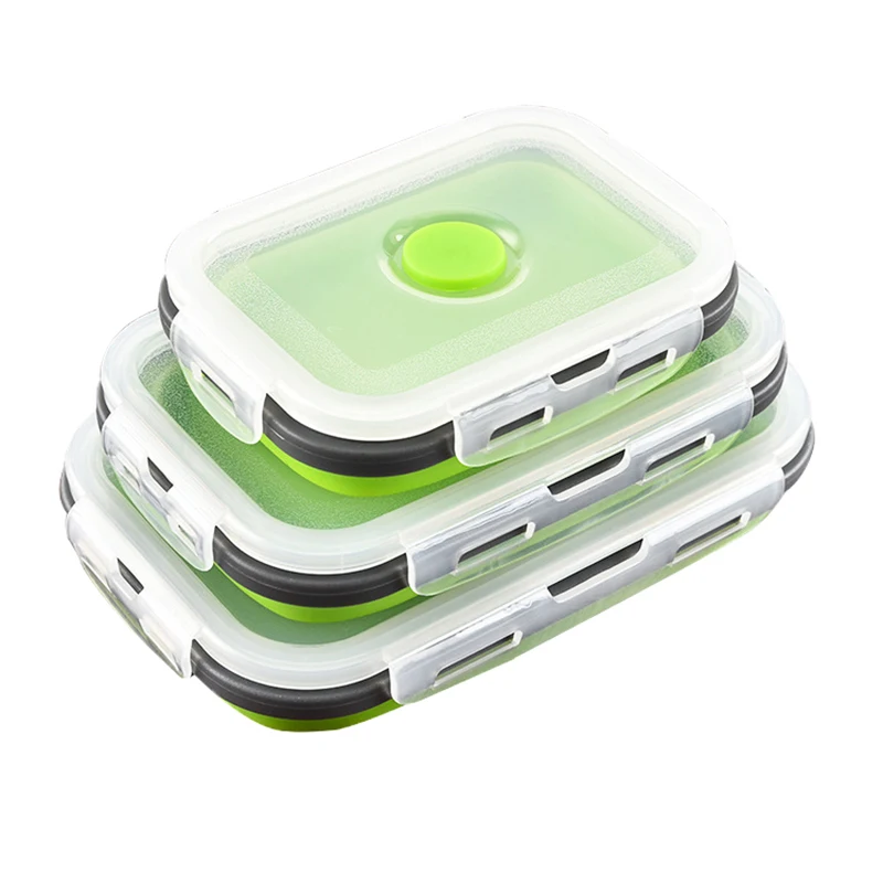 Силиконовая складная бэнто СВЧ силиконовая коробка для ленча еды Ланчбокс