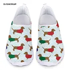 Кроссовки ELVISWORDS женские на плоской подошве, повседневная легкая удобная дышащая обувь с рисунком таксы и собаки, весна-лето