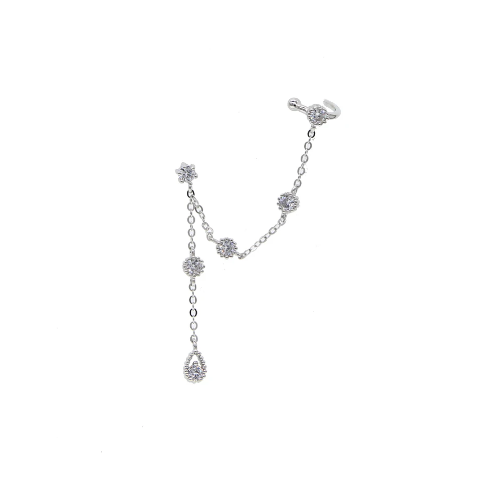 Круглая Серебряная циркониевая Капля воды кисточка запонки для ушей серьги
