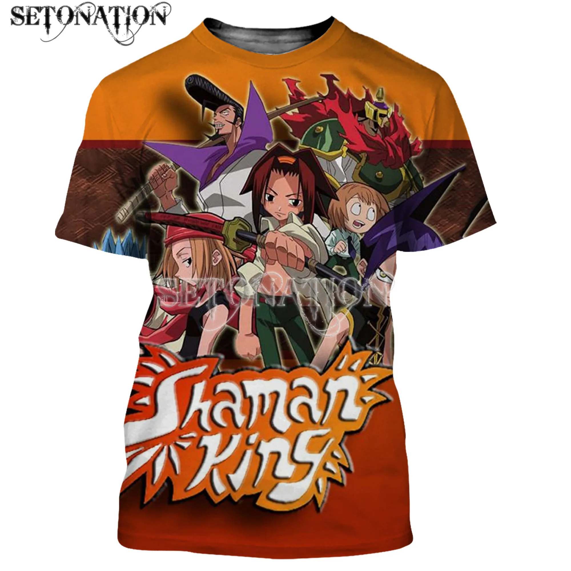 Футболка Shaman King для мужчин и женщин стильная тенниска с 3D принтом повседневная