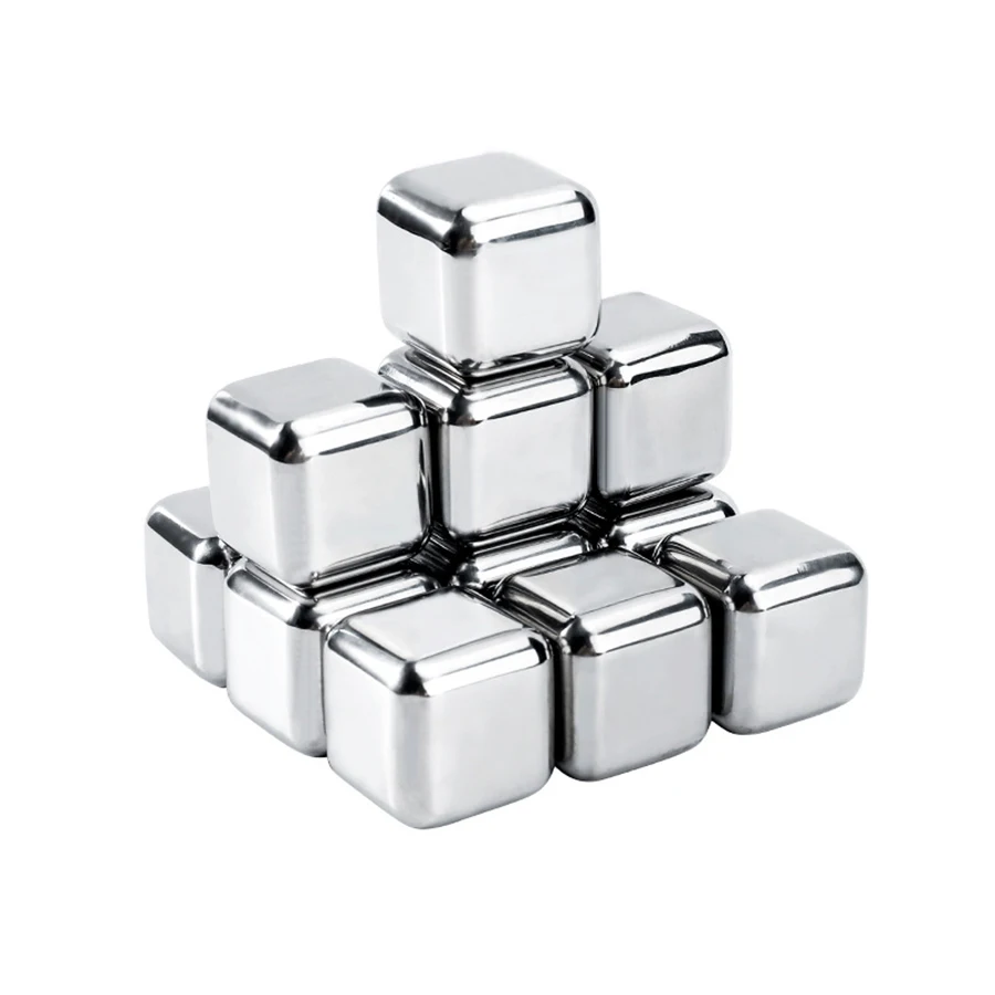 

Stainless Steel 304 Stones Ice Cubes Quick Frozen Ice Cubes Whiskey Cooler Rocks 4/6/8pcs Metal Ice Tools With Plastic Box