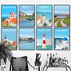 Постер путешествия в скандинавском минимализме, Картина на холсте с изображением греческого пейзажа, настенные картины для гостиной