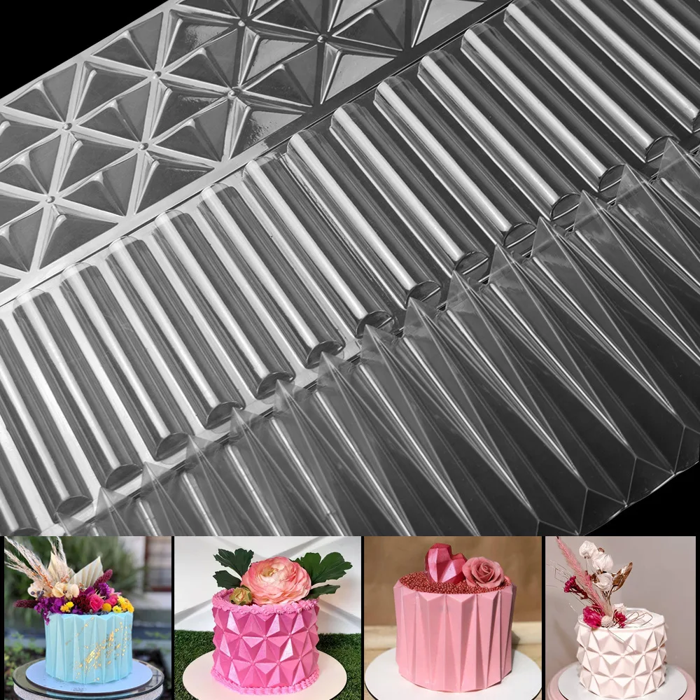 

3D Transparent Plastic Origami Semicircle Mousse Cake Border DIY Baking Printing Mold Cake Stencil Chocolate Fondant Decorating