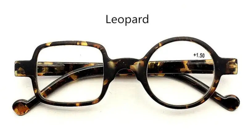 Leopard Круглые квадратные Асимметричные Нежные мужские и женские очки для чтения, полимерные линзы, оправа для дальнозоркости+ 1,0+ 1,50+ 2,0+ 2,5~+ 3,5 - Цвет оправы: Leopard
