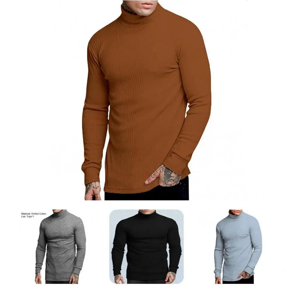 

Comfortable Trendy Half High Collar Men Knitting Shirt Stretchy Men Shirt Elastic for School