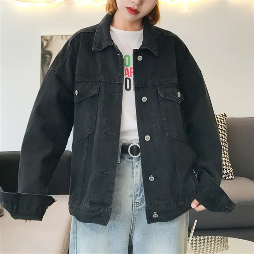 Верхняя одежда короткая куртка-бомбер женская Свободная джинсовая куртка с