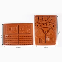 2 pcsset 3d christmas gingerbread house silicone mold chocolate cake mould diy biscuits baking tools sub sale