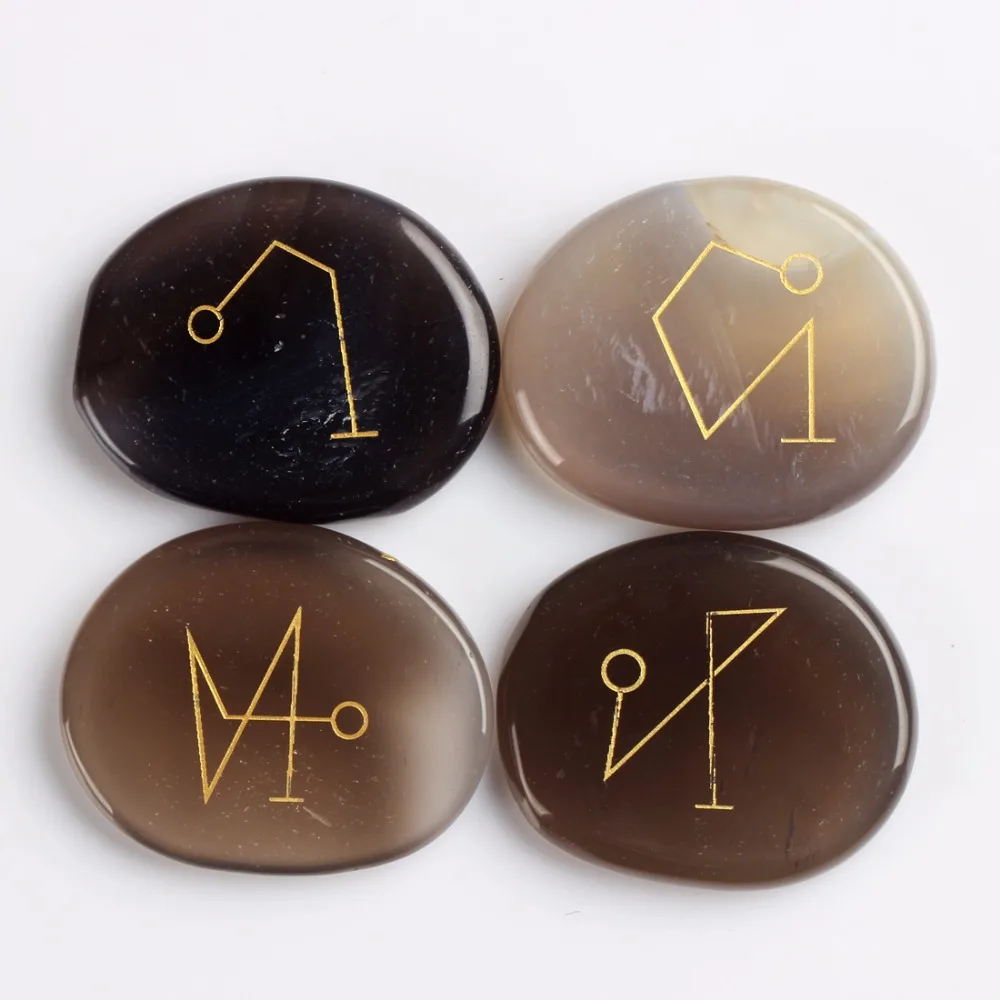 Аметист Черный обсидиан Ясно кристалл камень Выгравированы Созвездие Линии