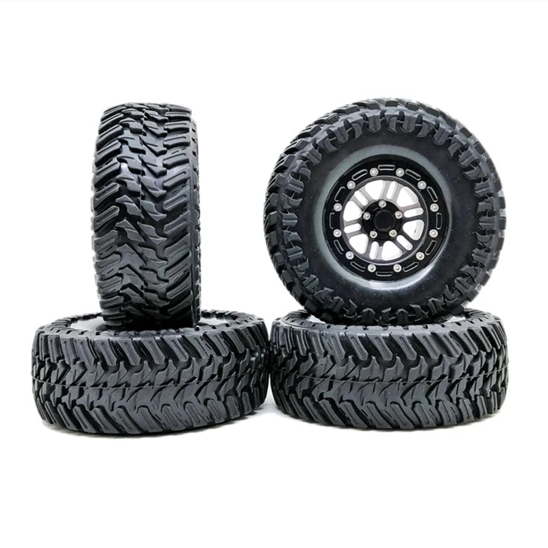 

4Pcs 1.9Inch Beadlock Wheel Rim & Rubber Tire Set 108MM for 1/10 RC Crawler Axial SCX10 90046 AXI03007 Traxxas TRX4