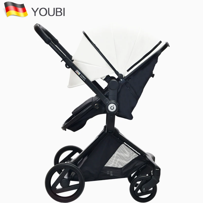 German Light Luxury Leather Three-in-one High Landscape Baby Stroller Can Sit and Fold Dual-purpose Baby Umbrella Stroller