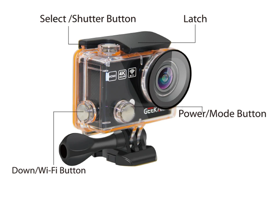 GEEKAM Экшн-камера H2R/H2 ультратонкий HD 4 K/25fps WiFi 2," 170D подводный водонепроницаемый велосипедный шлем Экстремальные виды спорта видео камера