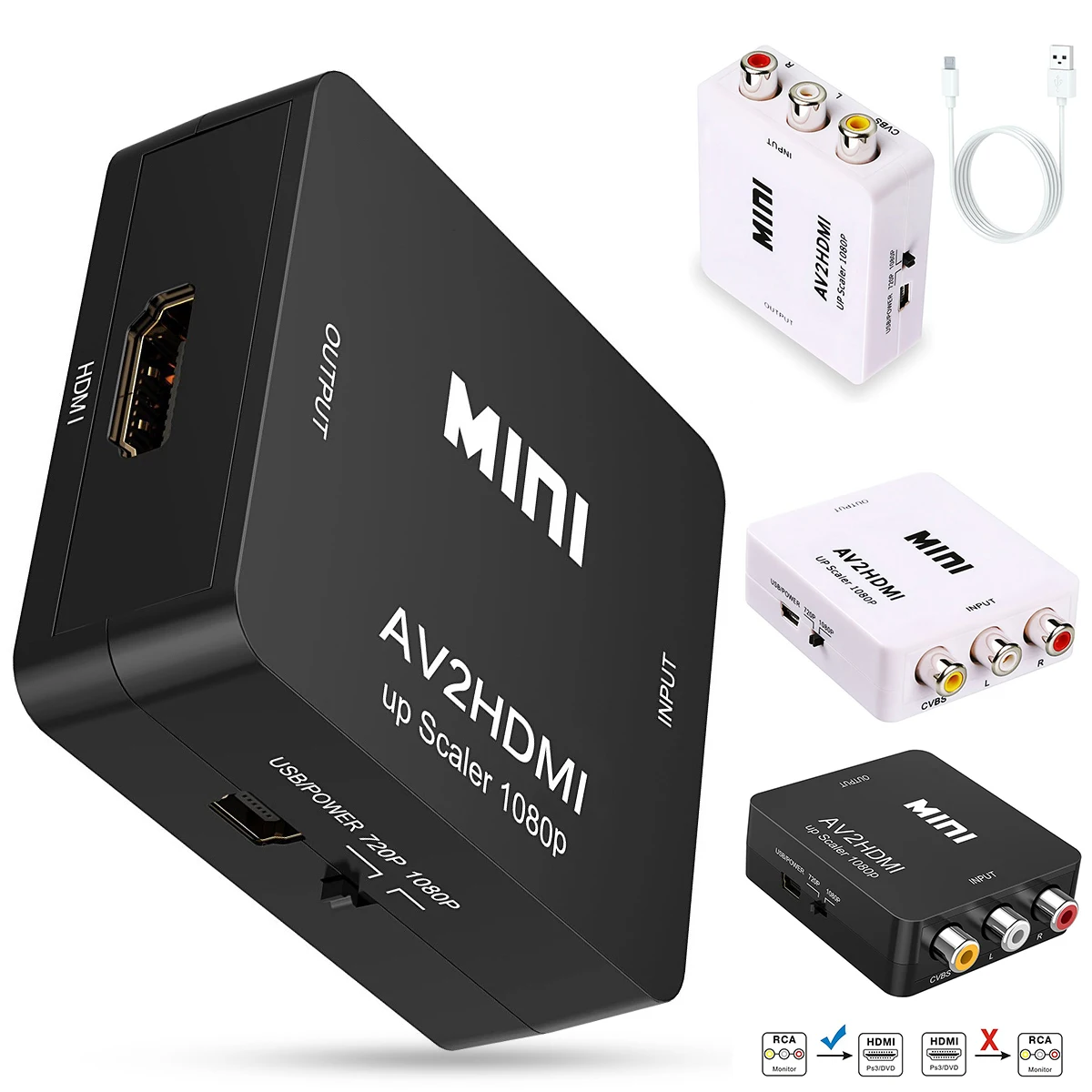 Преобразователь видео SOONHUA Mini RCA AV в HDMI композитный конвертер AV2HDMI для 1080P HDTV PS3 DVD