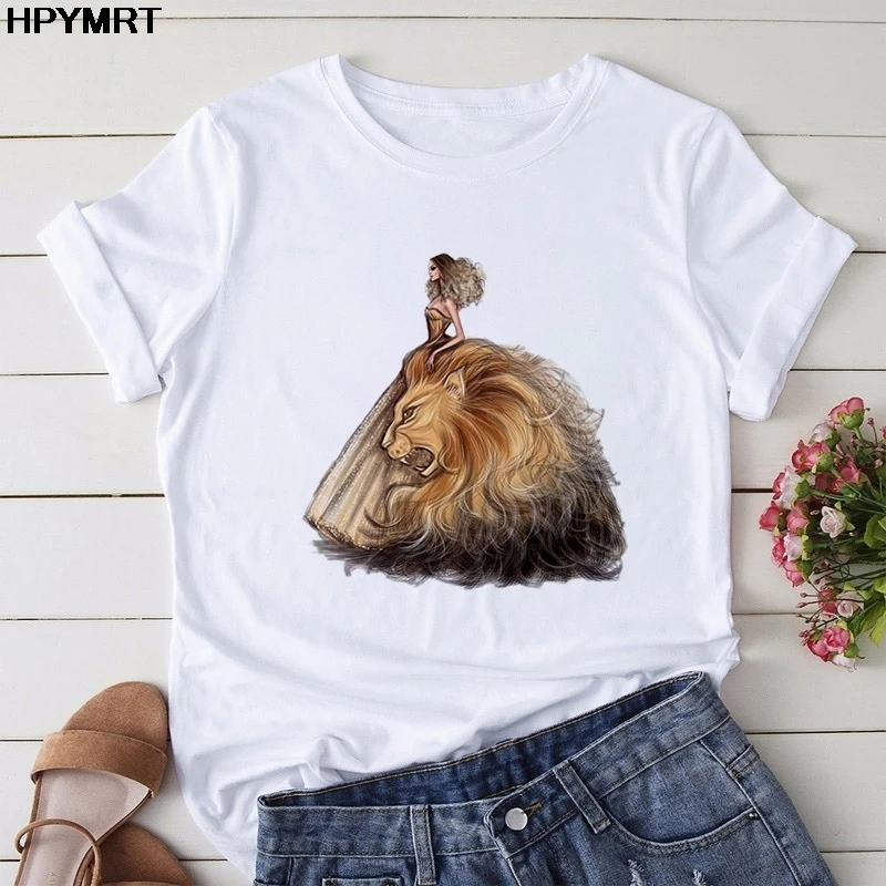 

New Summer harajuku Leo Girl Printed T Shirts Women's Casual T-shirt Female Short Sleeve Tops Fashion Streetwear T Shirt Clothes