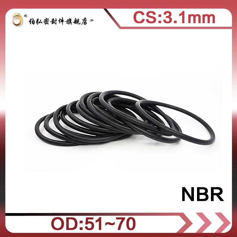 

Nitrile Rubber O-Ring 10PCS/lot NBR Sealing CS 3.1mm OD51/54/55/56/57/58/60/65/68/70mm O-Ring Seal Gasket Ring