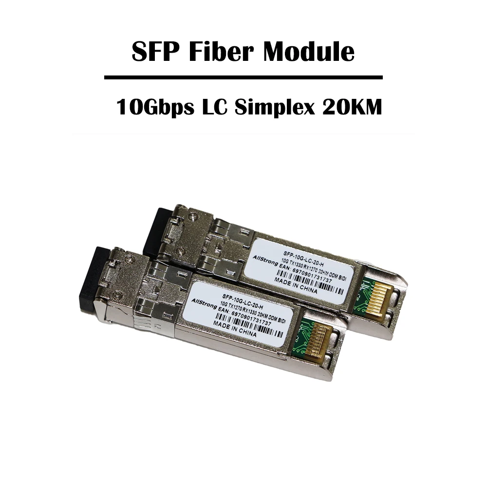 10 Гбит/с LC коннектор SFP модуль 20 км/40 км/60 км 1270/1330 DDM BIDI SM Simplex FTTH Ethernet Сетевая