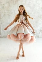 shiny sequins flower girls dresses sleeveless tulle tiered tutu girls pageant gowns gorgeous puffy prom dresses