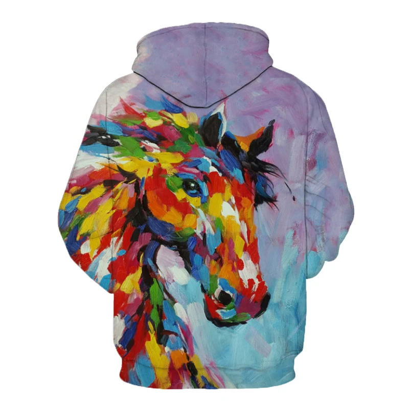 

Papertiger Color graffiti horse print fashion men's 3D hooded sweatshirt
