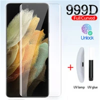 999d uv glass full glue curved tempered glass for samsung galaxy s21 s20 s22 ultra plus screen protector protective film