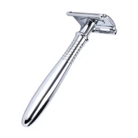 double edge safety razor vintage shaver alloy silver long pure metal manual shaving kit