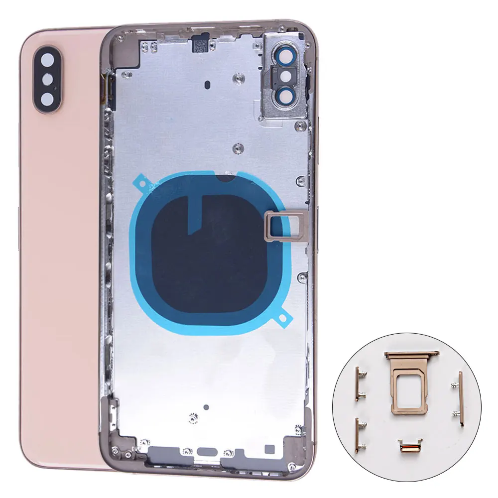

AAA Back Housing Cover For iPhone XS Max Battery Cover Middle Chassis Frame With SIM Tray Side Key Part Flex Cable Full Assembly