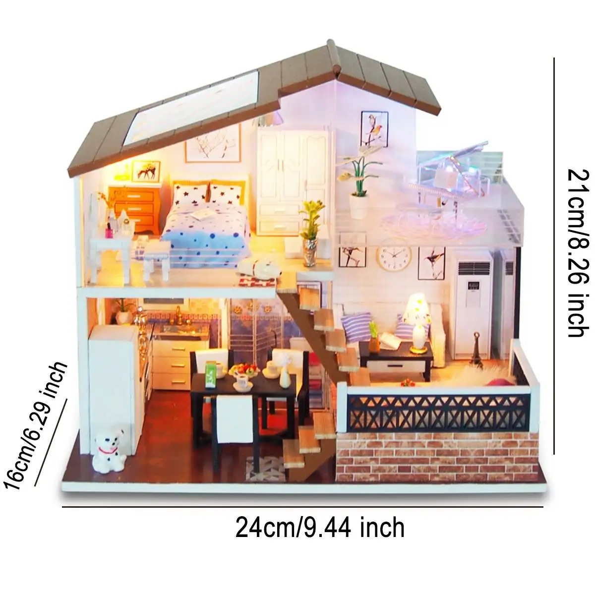 

LED DIY Doll House with Furniture Children Adult Miniature Wooden DollHouse Model Building Kits Light Doll House Toy