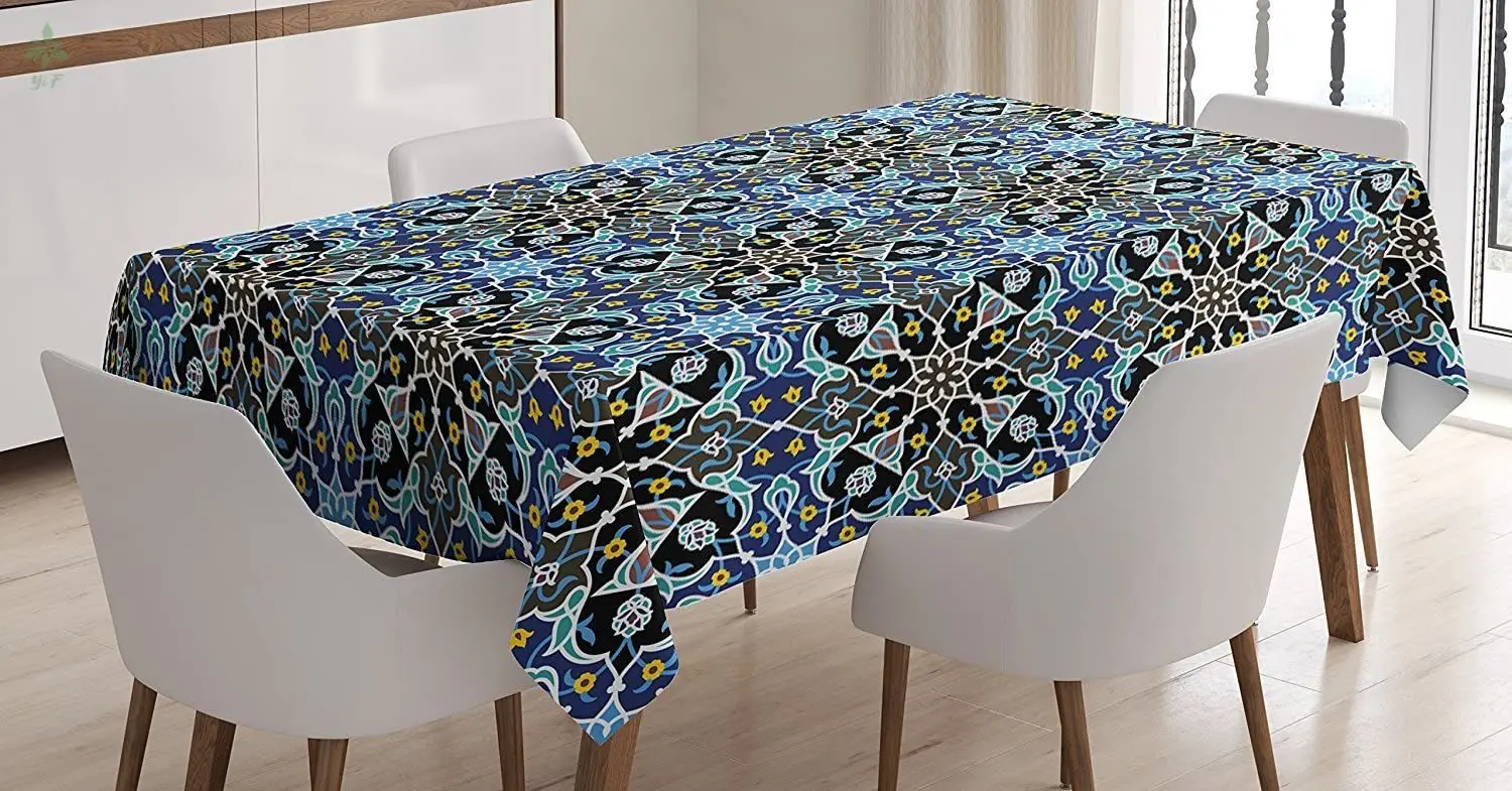 

Moroccan Tablecloth Bohemian Eastern Pattern With Interlacing Lines Historical Roman Influences Table Cover For Dining Decor