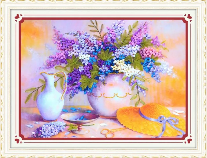 3D Красивая Цветочная лента наборы для вышивки ручная вышивка круг сделай сам