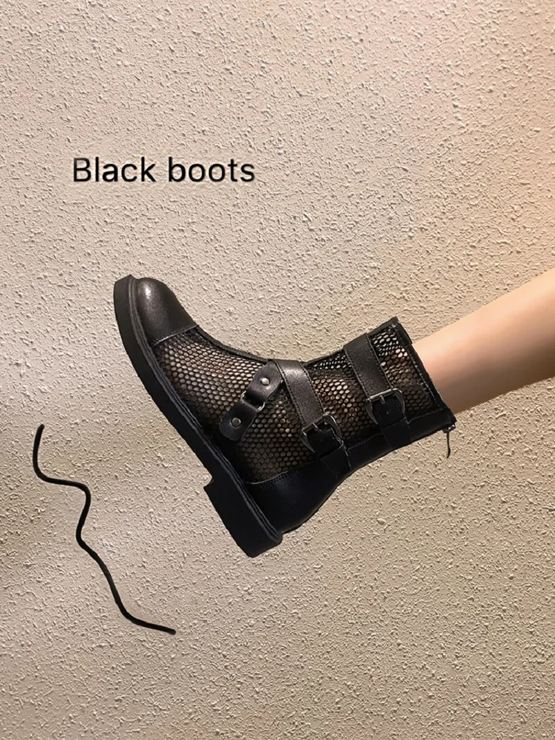 

Лидер продаж, повседневные дышащие удобные полуботинки в Корейском стиле для колледжа, на плоской подошве, женские ботинки Martin, летние сетч...