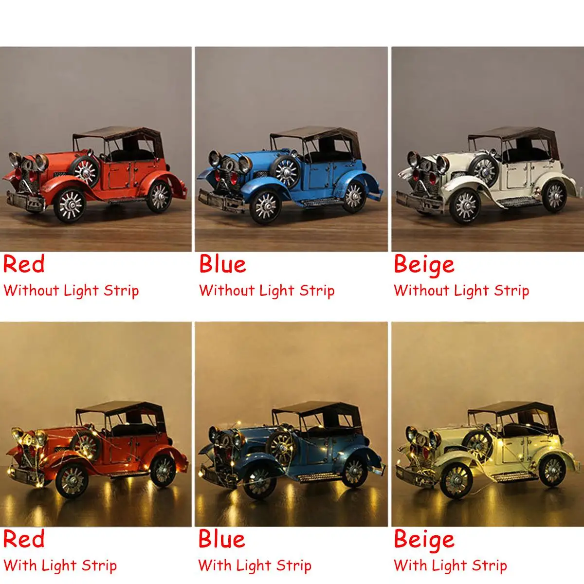 

Vintage Iron Car Model with LED Light Strips Diecasts & Toy Vehicles Toy Cars Kid Toys For Children Birthday Christmas Gifts