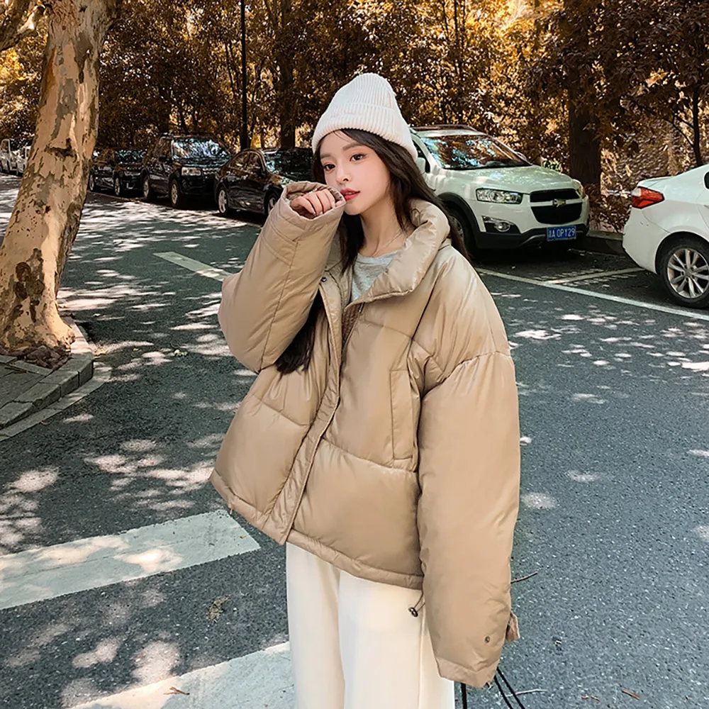 GRELLER Women Winter Jacket Parkas 2021 New Fashion Youth Stand Collar Women Coat Casual Street Warm Autumn Winter Clothing